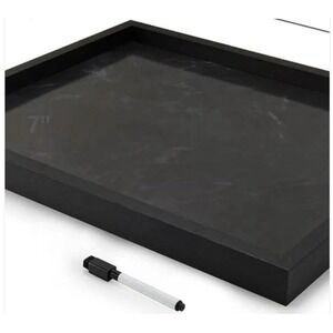 Black w/White Marble & White Marker‎ Dry Erase Board Metal Wood Office Planner